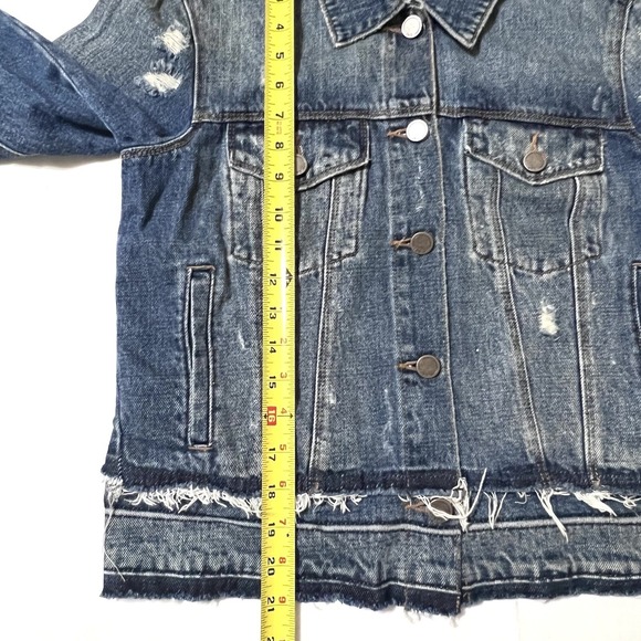 JBD Just Black Denim Jacket Women S Blue Excellent Distressed Raw Hem DA349N - Picture 9 of 10